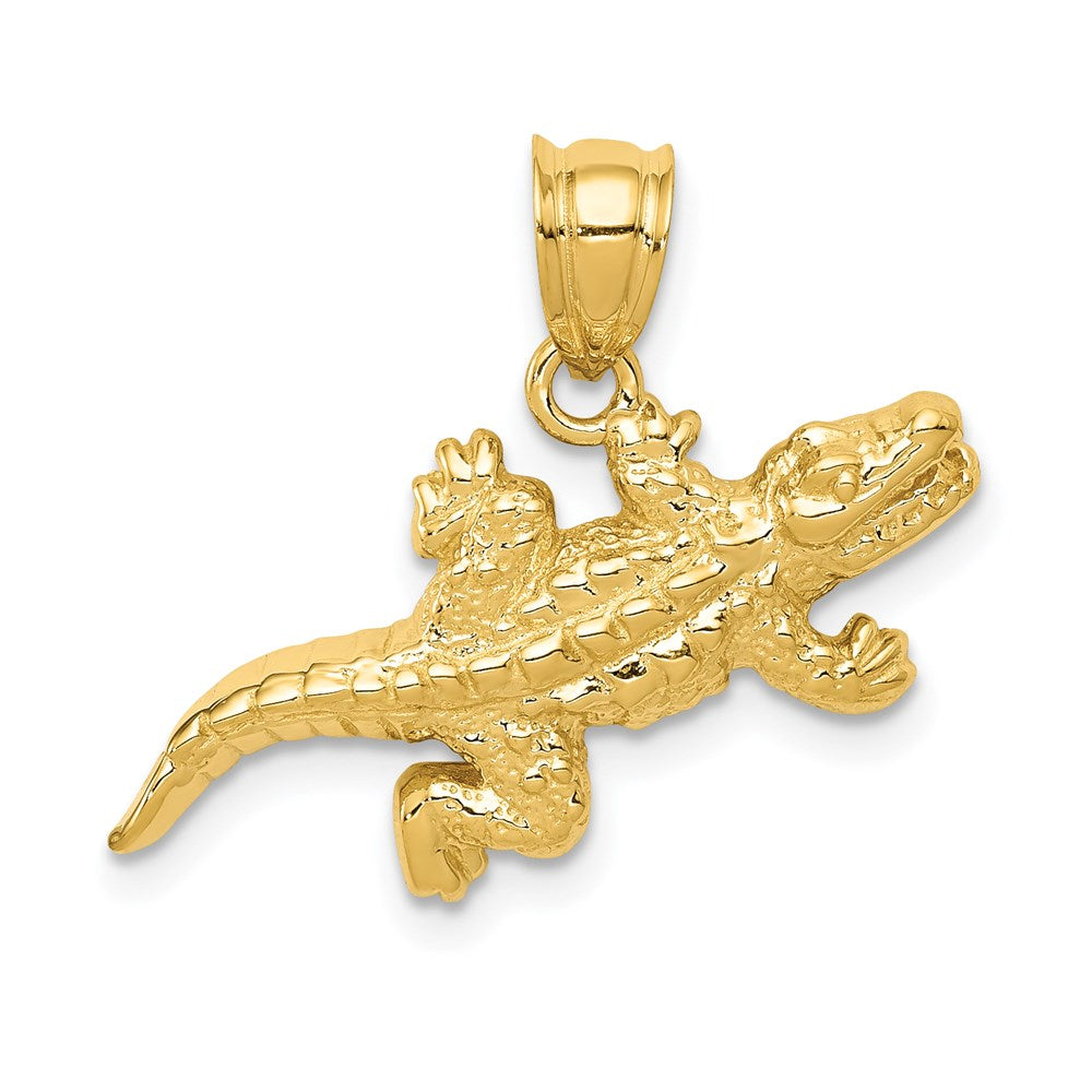 Solid Polished Open-Backed Crocodile Pendant - WBC