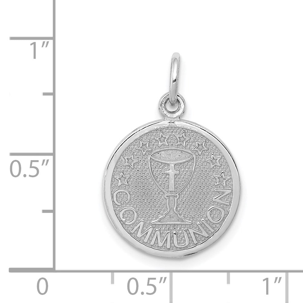Satin and Polished COMMUNION Round Disc Charm - WBC