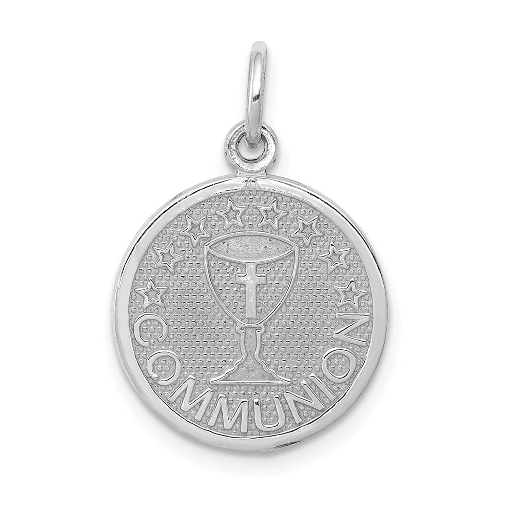 Satin and Polished COMMUNION Round Disc Charm - WBC