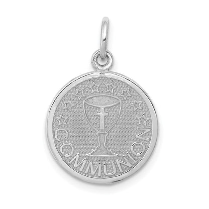 Satin and Polished COMMUNION Round Disc Charm - WBC