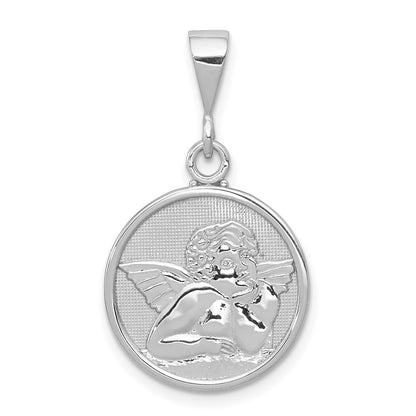 Polished and Satin Angel Round Pendant - WBC