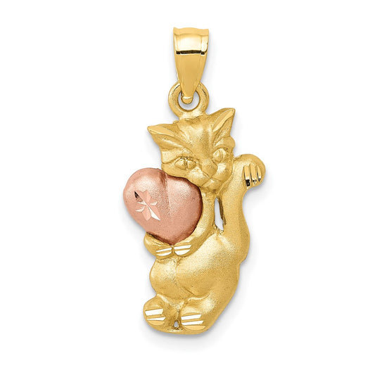 Two-Tone Cat with Heart Charm - WBC