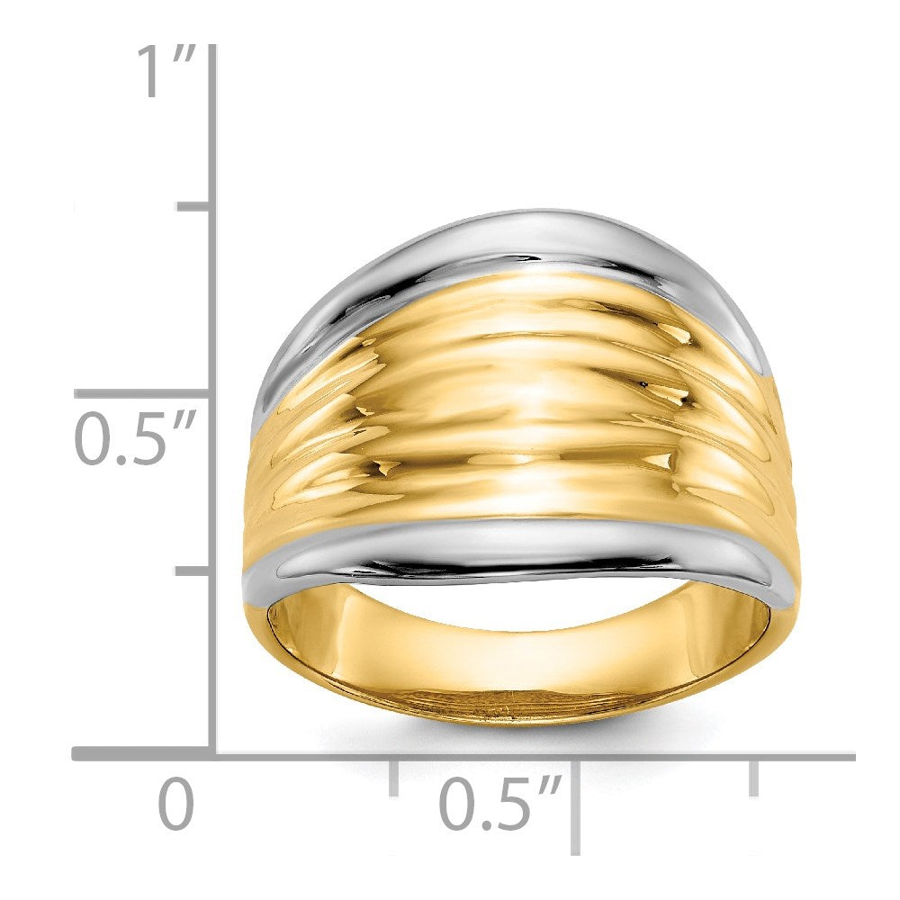 & Rhodium Fancy Dome Ring - WBC