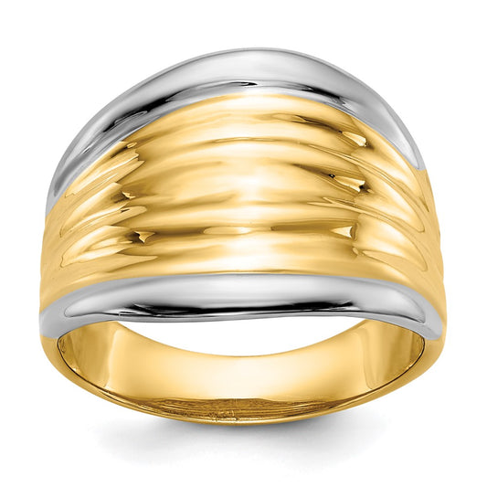 & Rhodium Fancy Dome Ring - WBC