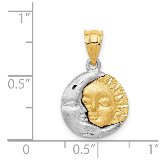 14K Two-Tone Gold Cynthia Sun & Moon Charm, 14mm