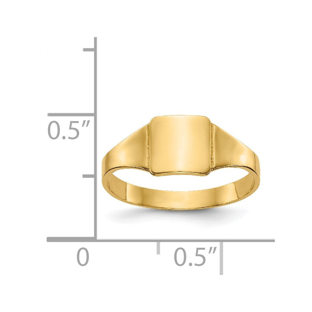 Polished Closed Back Childs Square Signet Ring - WBC