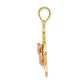 Two-tone Diamond-cut Plumeria Turtle Pendant - WBC