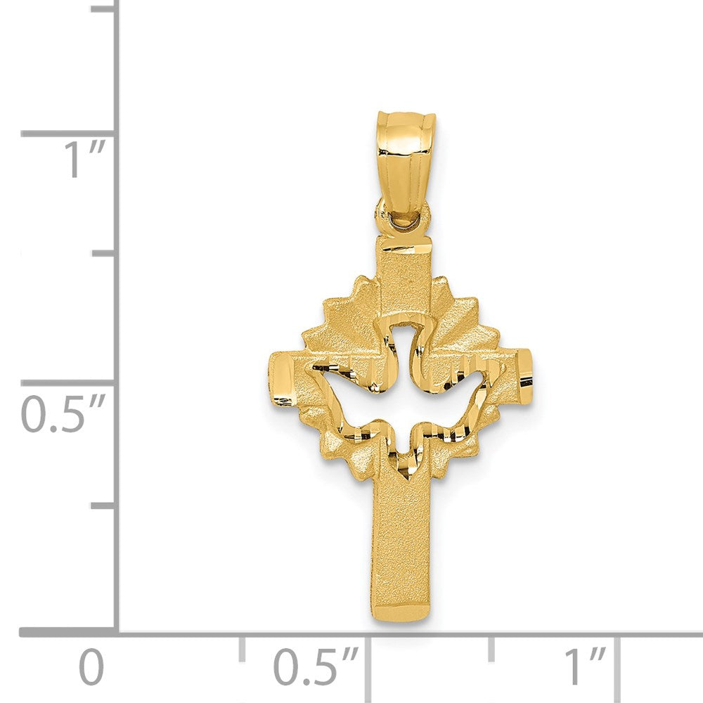 Satin Diamond-cut Dove Cross Charm - WBC