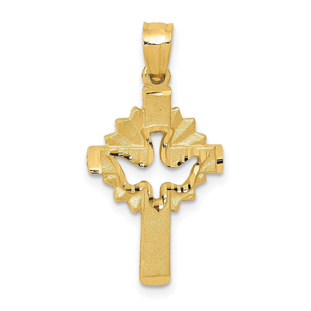 Satin Diamond-cut Dove Cross Charm - WBC