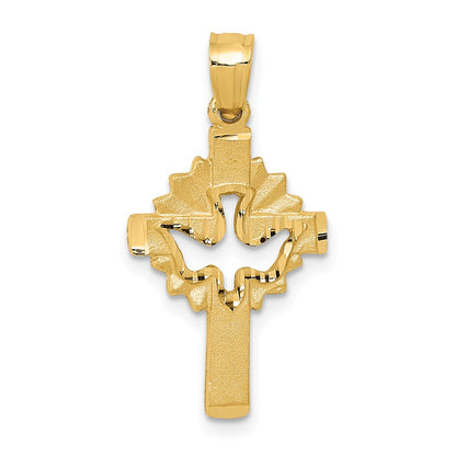 Satin Diamond-cut Dove Cross Charm - WBC