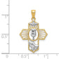 and Rhodium Communion Cross with Dove and Praying Hands Pendant - WBC