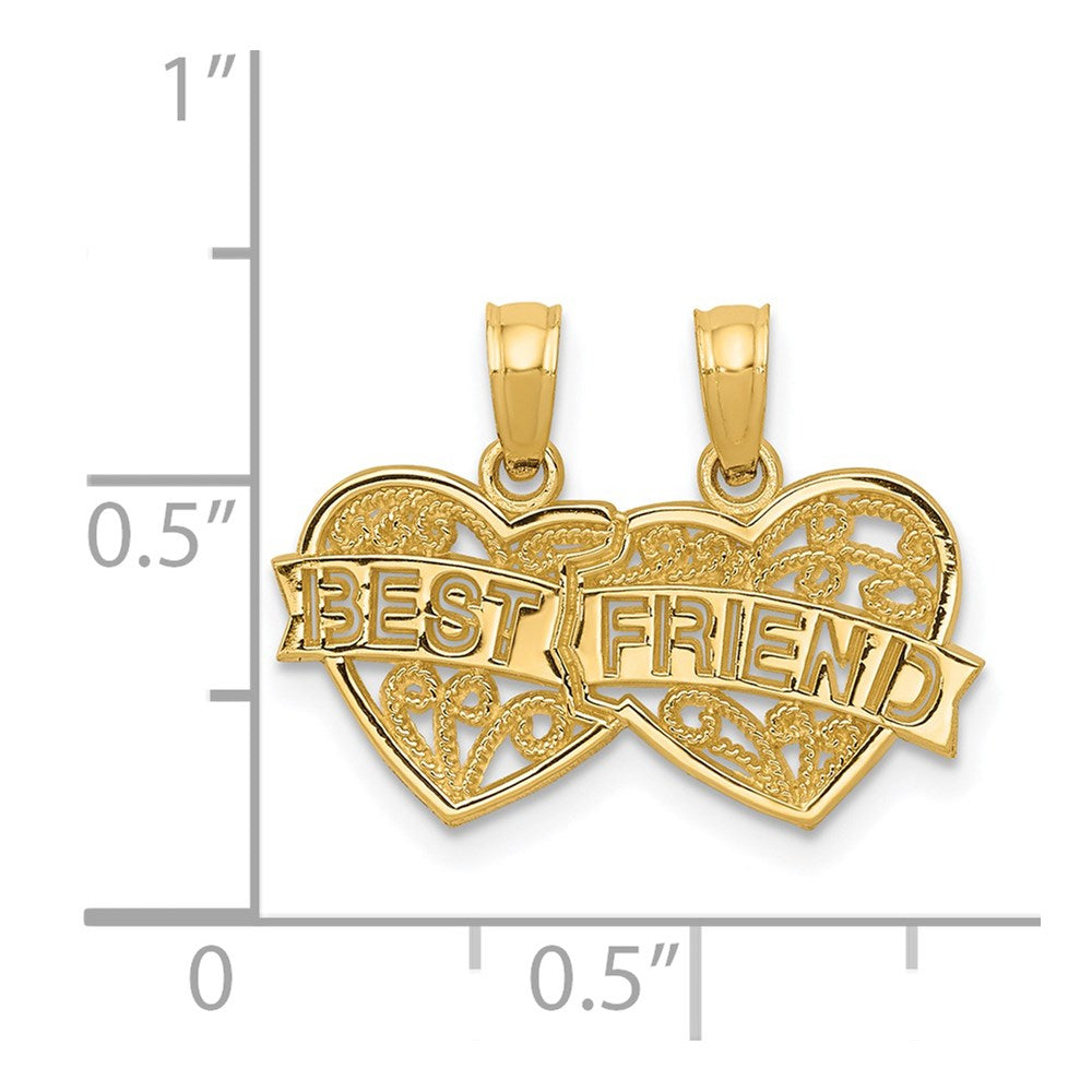 BEST FRIEND 2-Piece Break-apart Double Hearts Pendant - WBC