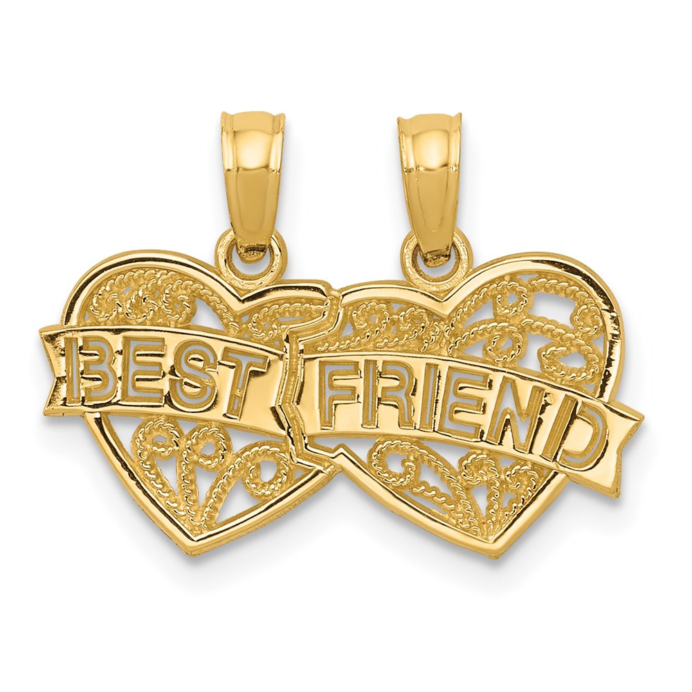 BEST FRIEND 2-Piece Break-apart Double Hearts Pendant - WBC