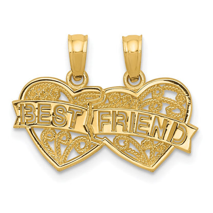 BEST FRIEND 2-Piece Break-apart Double Hearts Pendant - WBC