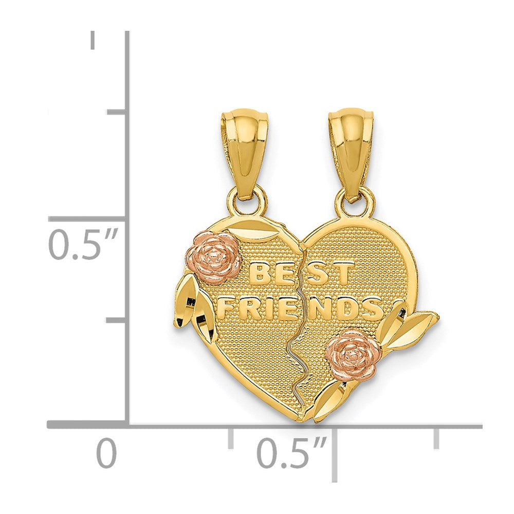 Two-tone BEST FRIENDS 2-Piece Break-Apart Heart Pendant - WBC