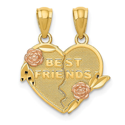 Two-tone BEST FRIENDS 2-Piece Break-Apart Heart Pendant - WBC