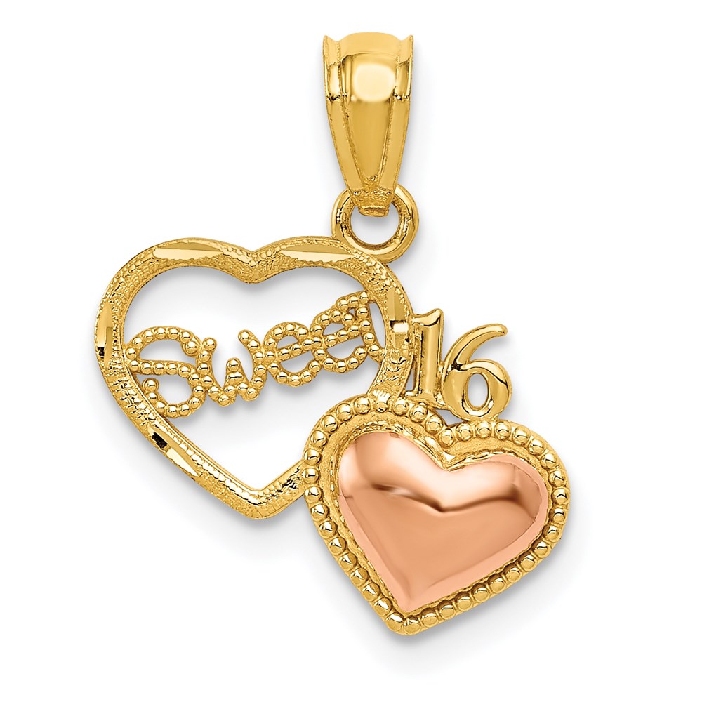 Two-tone SWEET 16 Heart Pendant - WBC