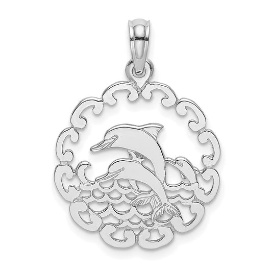 Cut-out Jumping Dolphins Pendant - WBC