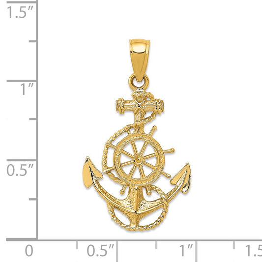 Anchor and Ships Wheel with Rope Pendant - WBC