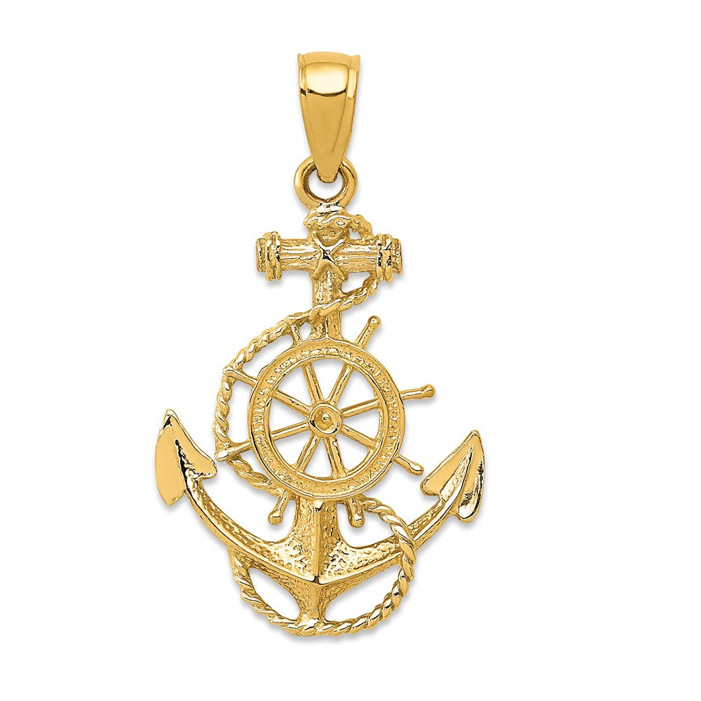 Anchor and Ships Wheel with Rope Pendant - WBC