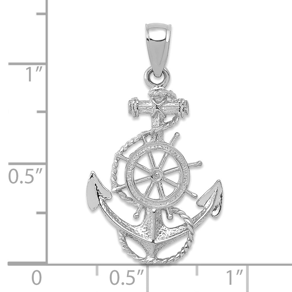 Anchor and Ships Wheel with Rope Pendant - WBC