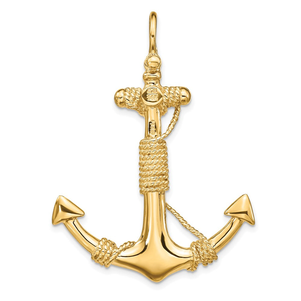 Large 3-D Solid Anchor with Wrapped Rope with Shackle Bail Pendant - WBC