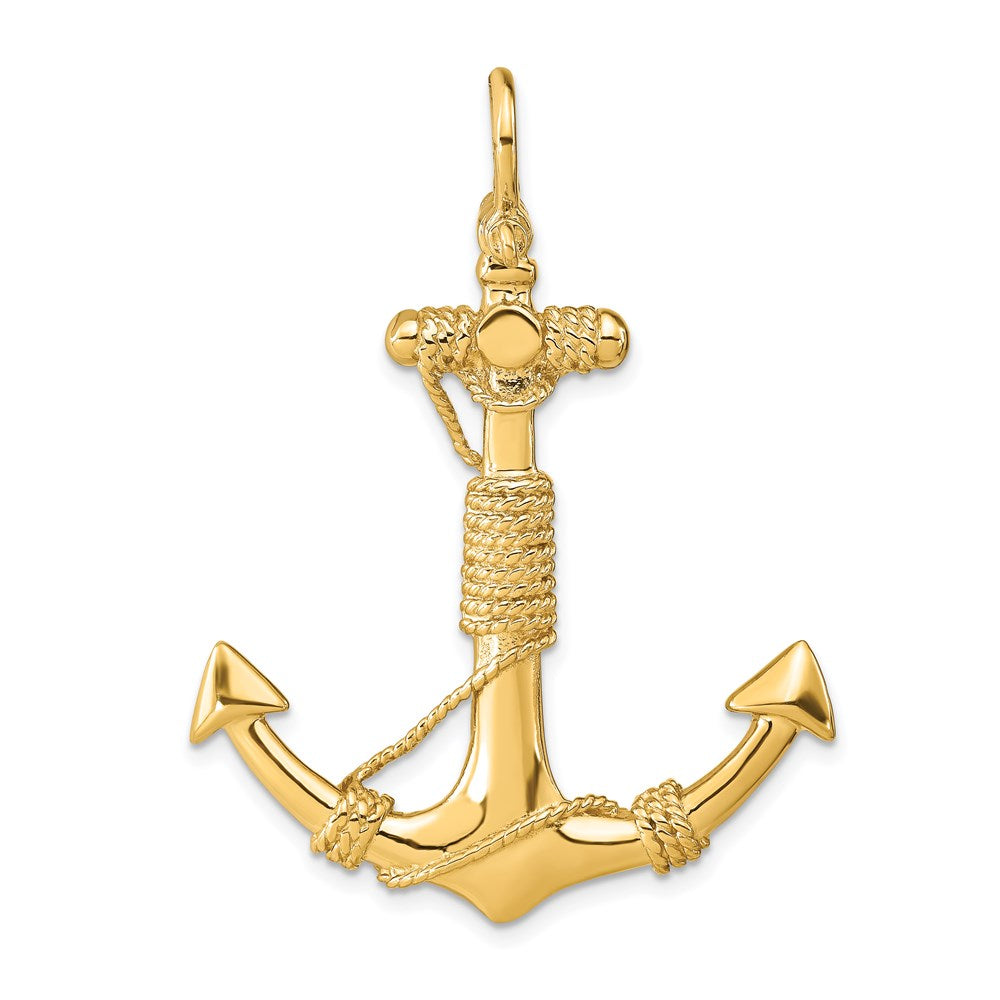 Large 3-D Solid Anchor with Wrapped Rope with Shackle Bail Pendant - WBC