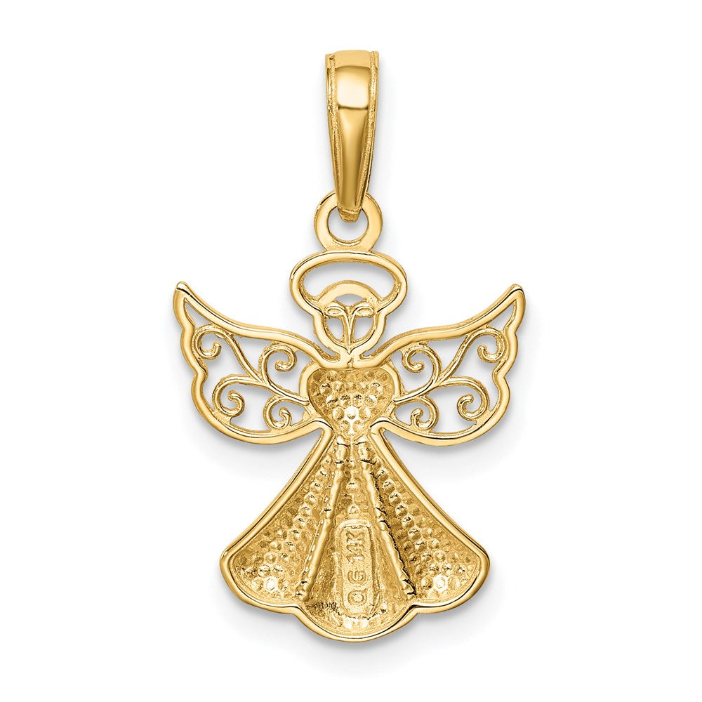 Polished and Textured Guardian Angel with Heart Pendant - WBC