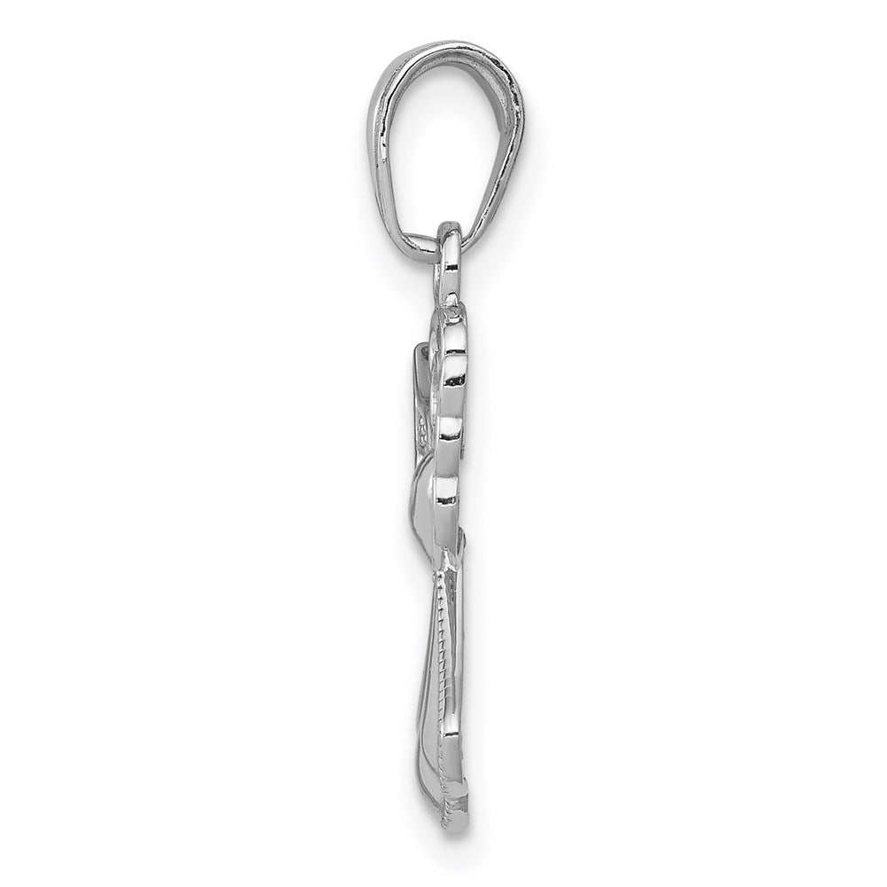 Polished and Textured Guardian Angel with Heart Pendant - WBC
