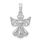 Polished and Textured Guardian Angel with Heart Pendant - WBC