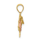 Two-tone Brushed and Polished Diamond-cut Plumeria with Dolphin Pendant - WBC