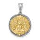 Two-tone Polished and Diamond-cut Bezel Angel Round Pendant - WBC
