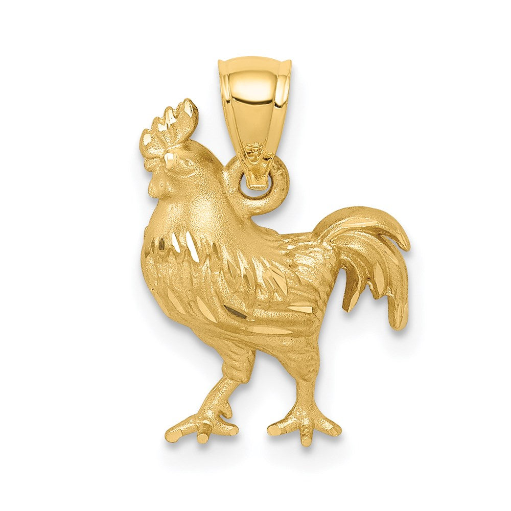 Satin Diamond-cut Rooster Pendant - WBC