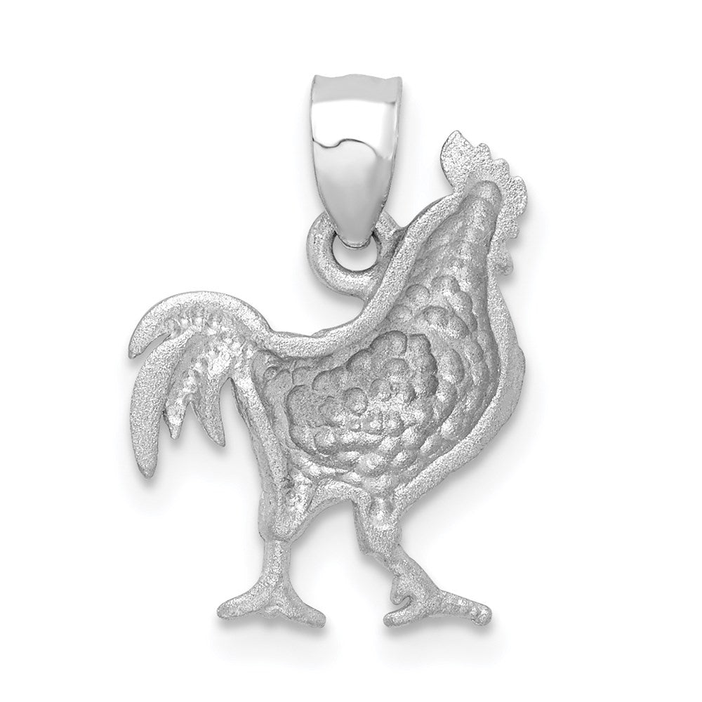 Satin Diamond-cut Rooster Pendant - WBC