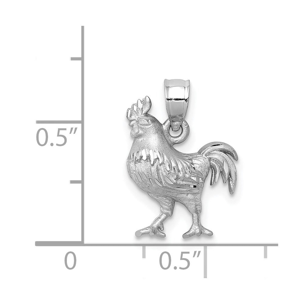 Satin Diamond-cut Rooster Pendant - WBC