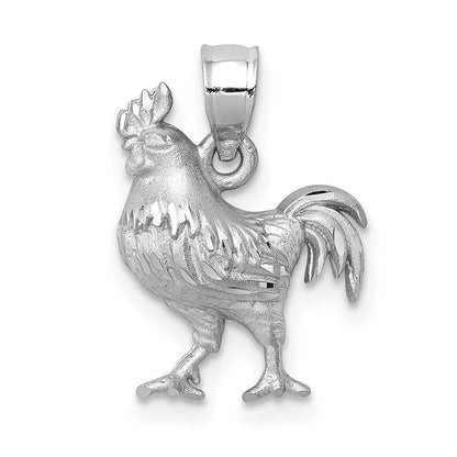 Satin Diamond-cut Rooster Pendant - WBC