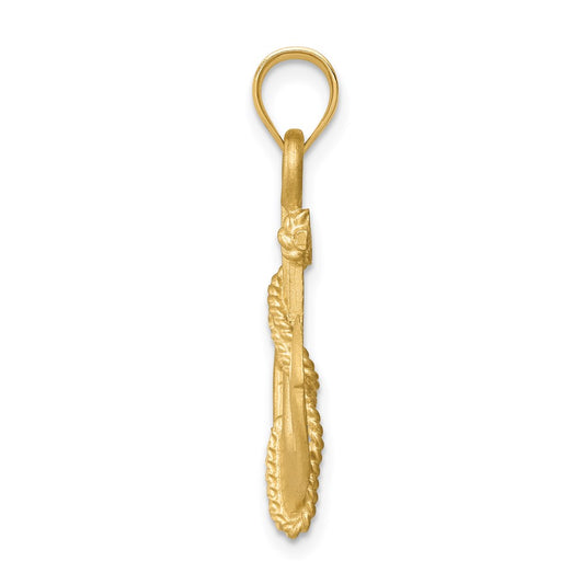 Brushed Diamond-cut Anchor with Rope Pendant - WBC