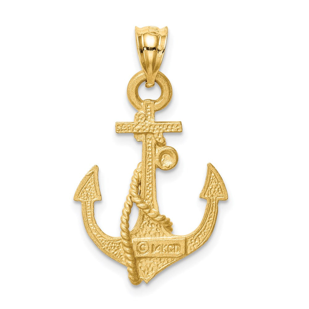 Brushed Diamond-cut Anchor with Rope Pendant - WBC