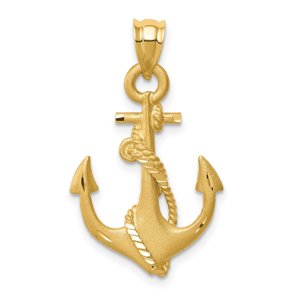 Brushed Diamond-cut Anchor with Rope Pendant - WBC