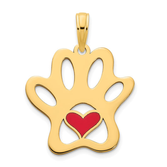 Red Epoxy Paw Print with Heart Pendant - WBC