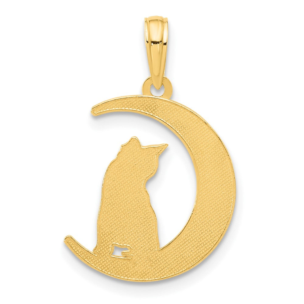 Polished Cat Sitting On Moon Pendant - WBC