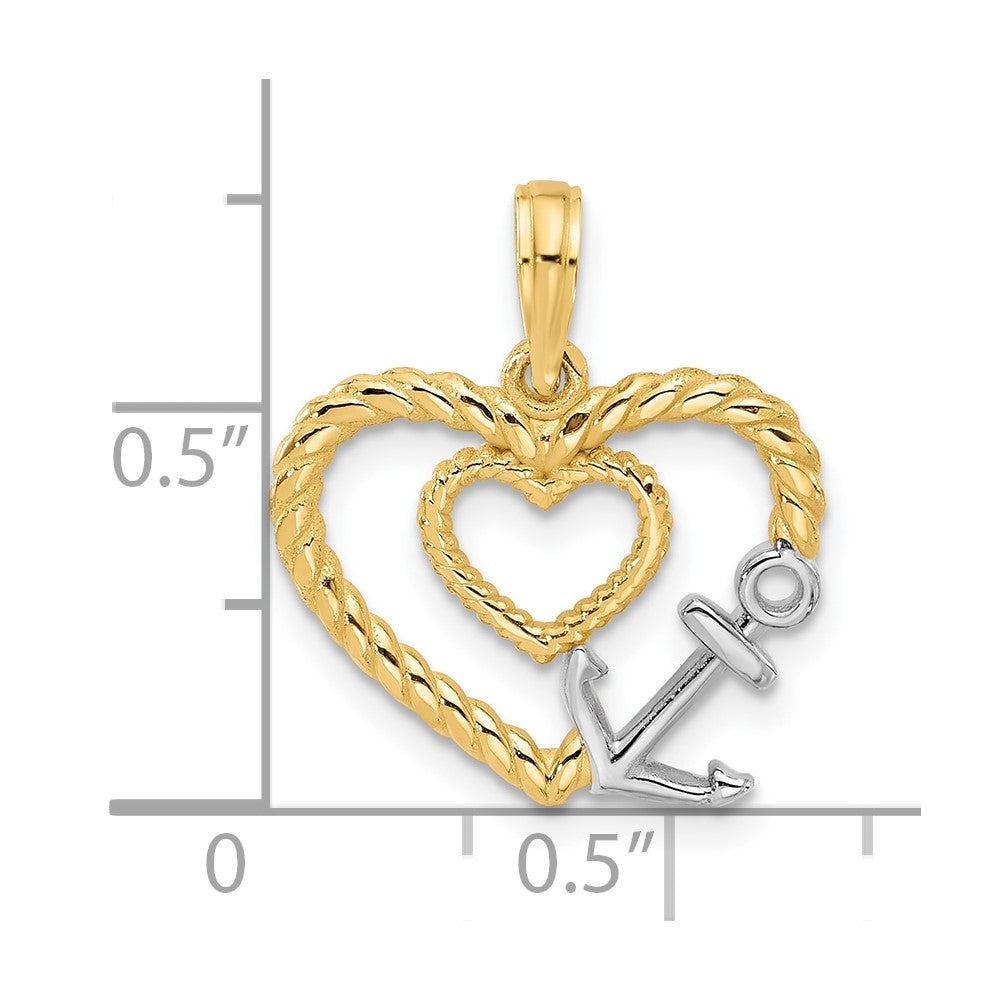 with Rhodium Fancy Rope Heart and Anchor Charm - WBC