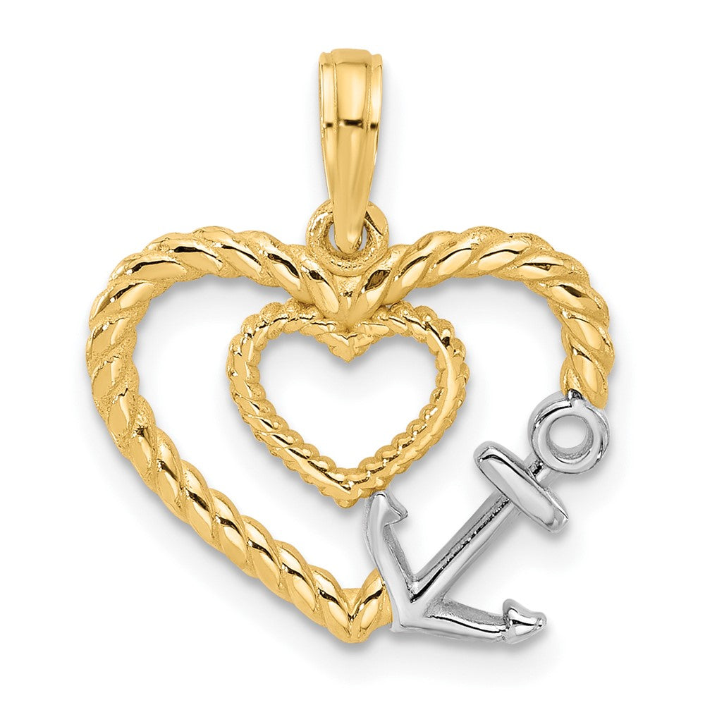 with Rhodium Fancy Rope Heart and Anchor Charm - WBC