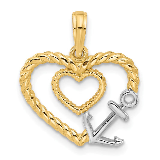 with Rhodium Fancy Rope Heart and Anchor Charm - WBC