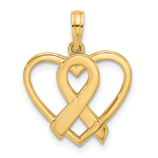 Polished Awareness Ribbon and Heart Charm - WBC