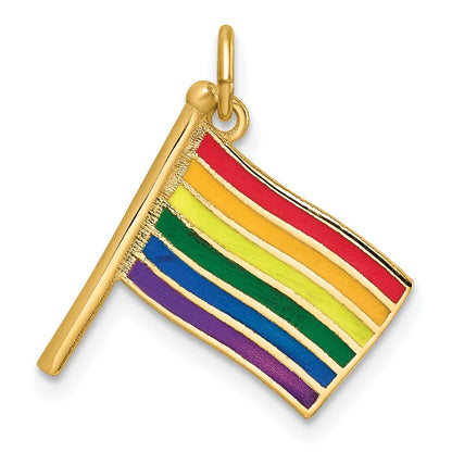 Polished Enameled Rainbow Flying Flag Pendant - WBC