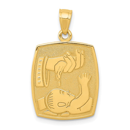 Satin and Polished Baptism Rectangular Pendant - WBC