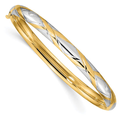 and Rhodium 3/16 Criss-Cross Hinged Childrens Bangle - WBC