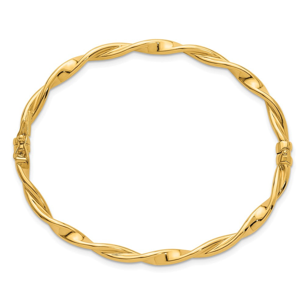Polished and Twisted Hinged Oval Bangle Bracelet - WBC