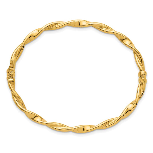 Polished and Twisted Hinged Oval Bangle Bracelet - WBC